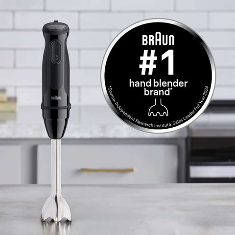 Professional Hand Blender With Turbo Boost And Powerbell Plus Tech For Ultra Smooth Purees And Creamy Soups A Hella Efficient Kitchen Workhorse Making Mealtimes A Breeze 500W on a kitchen counter.