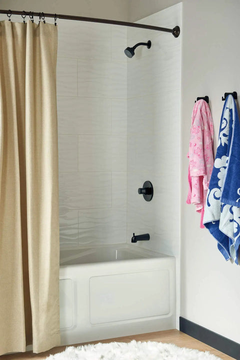 Bathroom with Tub And Shower Trim Kit In Matte Black With 6 Function Shower Head, Easy Clean Nozzles