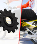 Upgraded 25H Chain 13T Motor Sprocket Master Link Replacement for Razor Dirt Rocket Bikes, black sprocket and bike detail