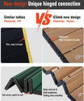 Comparison of Ultralight Compact Mini Beach Picnic Folding Aluminum Table With Carry Bag Nature Finish Flat Surface Durable Hinges Two Size Options S And M showing hinge design.