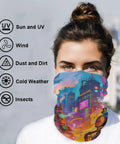 Flex Your Outdoor Setup With This Ultra Breezy Stretchy Neck Gaiter That Shields You From Blazing Sun And Frosty Winds While Keeping You Fresh For Running Or Snowboarding. Colorful design neck gaiter protecting from UV, wind, dust, and cold weather.