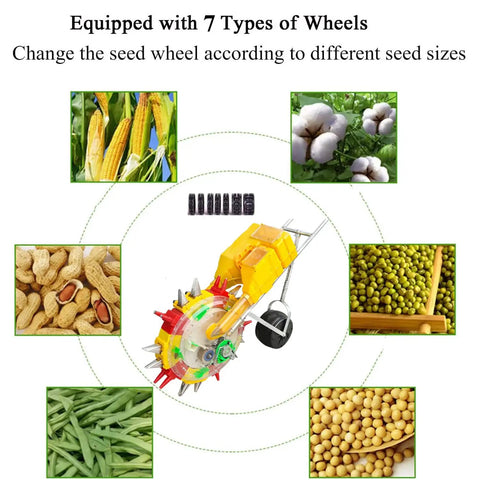 Portable Hand Push Seeder With Dual Seed And Fertilizer Buckets Walk Behind Row Crop Garden Planter for corn, soybean, peanut, cotton
