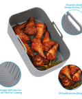 Two Pack Air Fryer Silicone Liners Nonstick Reusable Basket Liners Food Safe And Heat Resistant Up To 428 Degrees Fahrenheit Durable Tray Replacement Fits Most Air Fryers with chicken wings