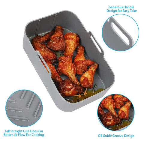 Two Pack Air Fryer Silicone Liners Nonstick Reusable Basket Liners Food Safe And Heat Resistant Up To 428 Degrees Fahrenheit Durable Tray Replacement Fits Most Air Fryers with chicken wings