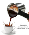 Person pouring coffee using a Turkish Coffee Maker 600ml Stainless Steel Pot Electric Arabic Greek Coffee Machine With Auto Warmer Kettle