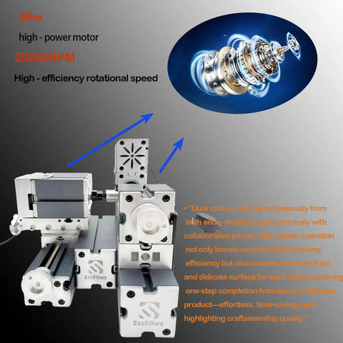 EssEthmy 36W Mini Wood Bead Lathe Machining Machine For DIY Craft Projects And STEM Education Tools High speed motor with 20000RPM.
