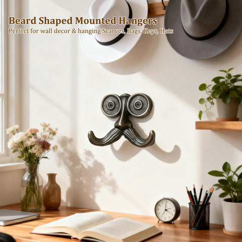 Badass Vintage Cast Iron Beard Shaped Wall Hook Kit With Heavy Duty Screws For Hanging Coats Scarves Bags And Keys While Adding Hecka Cool Antique Decor Flair To Any Entryway Or Bedroom Space.