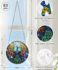 Acrylic Suncatcher Puzzle Kit With Double Sided Peacock Radiance UV Printed Sun Catcher, 7.4in, shown hanging on window