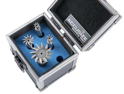 4-Piece 45 Degree HSS Dovetail Angular Cutter Set in aluminum case for CNC and manual milling