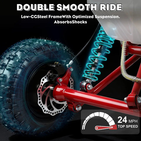 Gas Powered Go Kart For Adults And Kids, 1700W 2 Stroke Off Road Racer rear wheel with hydraulic disc brake and suspension