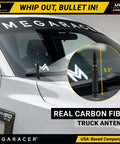 Premium Anodized Carbon Fiber 50 Cal Bullet Antenna For Ford F150 F250 Truck Delivers Sharp Radio Reception with sleek design.