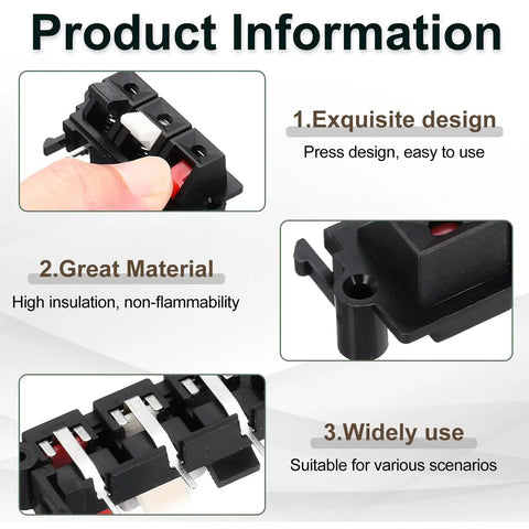 Three Way Spring Terminal Clip Push Release Connector Plate Jack Socket For Speaker Terminal Strip Block Test Clips