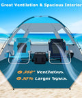 Beach Tent Sun Shade For Large Groups Up To Ten People UPF 50 Plus Easy Pop Up Canopy Shelter With Front Porch and chairs