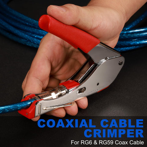 Coax Cable Crimper Kit With 20 RG6 F Connectors And Stripping Tool No Fuss Crimp On RG59 RG6 And RG7 RG11 Cables