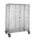 Kick Butt Chrome Wire Security Cage Rock Solid Heavy Duty Warehouse Shelving Unit with casters, 62.5 x 33.5 x 66.75 inches.