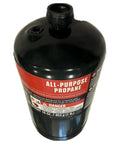 Pre Filled 1 Lb Propane Cylinders Six Pack For Camping And Outdoorsy Adventures Durable Steel Build Green Color Ideal For Propane Stoves Tabletop Grills Torches And Portable Appliances Made In The US black and red propane cylinder close-up