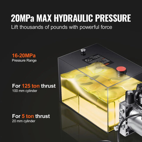 12V Hydraulic Power Unit With 12 Quart Reservoir, 3200 PSI Single Acting Pump For Car Lifts And Dump Trailers, Electric Hydraulic Power Pack With Steel Reservoir, Heavy Duty And Easy To Install