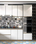 Modern kitchen with cream white cabinets using Cream White Matte Peel And Stick Wallpaper Removable Self Adhesive Thick Vinyl.