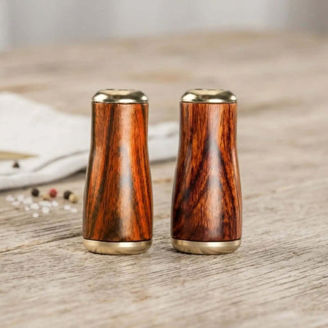 Upgrade Your Gear With This Premium Burl Rosewood Fishing Reel Handle Knob Replacement, Featuring An Ergonomic Lightweight Design Perfect For Long Days At The Lake And Smoother Casting Action. two burl rosewood reel handle knobs, 16.8 mm, side view