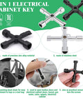 All In One 13 Piece Multi Tool Utility Key Kit showing 4-way electrical cabinet key in metal materials