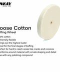 Top Notch Loose Cotton Buffing Wheels Eight Inch Diameter Five Eighths Inch Bore Two Pack Forty Ply for polishing metal.