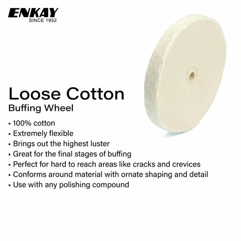 Top Notch Loose Cotton Buffing Wheels Eight Inch Diameter Five Eighths Inch Bore Two Pack Forty Ply for polishing metal.