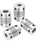Four Piece Flexible Couplings 5mm To 7mm Bore Aluminum Alloy Shaft Couplers 15mm Diameter By 20mm Length For 3D Printer CNC Machines