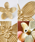 4 Pack Flower Cabinet Knobs For Dresser Drawers Hardware Gold Finish Zinc Alloy Rust Resistant Petal Handles Vintage Floral Knob Set