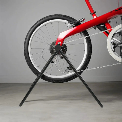 Foldable Aluminum Bike Stand For Road Bikes Mountain Bikes And E Bikes, Portable Floor Rack holding bike wheel indoors