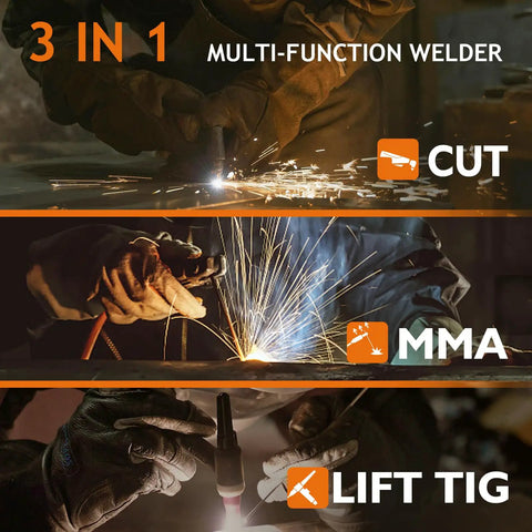 All In One Welding Machine 3 In 1 Plasma Cutter TIG Welder And MMA Stick Welder 3-in-1 functions illustration