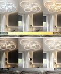 30.5 Inch Acrylic LED Ring Ceiling Light Fixture Dimmable Flush Mount Chandelier in various lighting settings