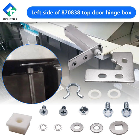 Left Side Top Door Hinge Cartridge 870838 Replacement For QA TSSU TUC TWT Series with screws and components visible