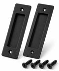 2 Pack Matte Black Flush Door Handle Set For Sliding Barn Doors Closets And Pocket Doors Heavy Duty Steel Recessed Pull With Screws Finger Pull Hardware For No Sweat Easy Access, front view