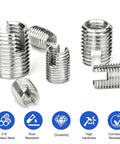 Heavy Duty Stainless Steel Self Tapping Thread Inserts Set M3 To M16 Inner Thread Repair Kit, 50 Pieces, Pro Grade Industrial Fastener Repair For Cars, Machinery, And Home Projects, 316 stainless steel inserts