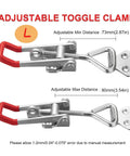 2Pc 304 Stainless Steel Adjustable Lever Handle Lock Hasp With Screws Beefy Quick Release Toggle Latch Clamp For Cabinet Box Toolbox Case Large Rugged Build With Plastic Handle Knobs showing adjustable clamp sizes.