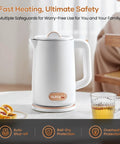 Fast Boil Electric Kettle 1500W 1.8L Stainless Steel Auto Shut Off Boil Dry Protection on kitchen counter next to tea