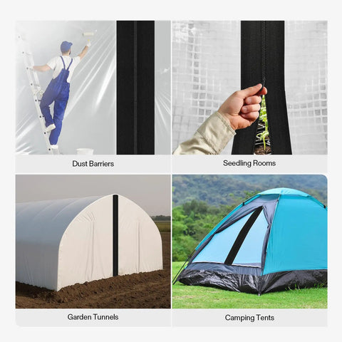 Pro Grade Heavy Duty Self Adhesive Zipper Door For Debris Barriers 3 Inch By 7 Foot used on greenhouse and tent