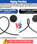 Comparison of half inch DOT air line hose kit flexibility; PA12 nylon vs polyurethane, highlighting strong flexibility in black hose.