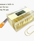 Giant Gold Paper Clips Pack 50mm Jumbo 1.97 Inch, 50 Count in a clear box with knife illustration for opening
