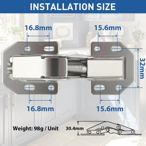 Soft Close Cabinet Hinges 90 Degree Concealed No Drilled Easy Install With Mounting Screws 4 Pack For Kitchen Cupboards No More Slams Soft Close Damping System For Silent Closing And Smooth Operation TamBee, showcasing hinge size and dimensions
