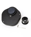 Nine Position 1.25 Inch Telescope Filter Wheel With Quick Change laid out with T2 adapter and hex key tool