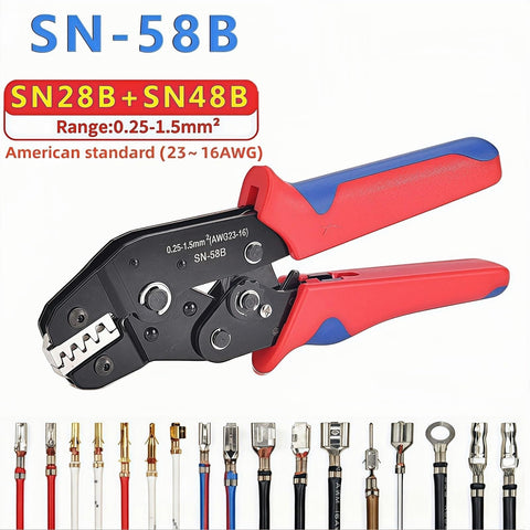 Ratchet Crimp Tool With Terminal Removal Kit And Pin Extraction Set For Automotive And Electronics, 45 Steel, For AWG 23-16