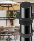 Umbrella Hole Ring Plug Cap Set For Outdoor Patio Tables Thick Parasol Hole Cover Insert Weatherproof Black Ring And Cap Kit Fits Poles 1.63 Inches