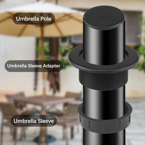 Umbrella Hole Ring Plug Cap Set For Outdoor Patio Tables Thick Parasol Hole Cover Insert Weatherproof Black Ring And Cap Kit Fits Poles 1.63 Inches