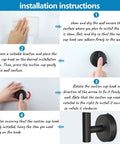 Installation steps for Large Suction Cup Shower Hooks Set Of 2 Black Stainless Steel Towel Hooks for bathrooms inside shower.