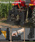 3 Point Quick Hitch For Category 1 Tractors With 3000 Lbs Lift Capacity attached to a red tractor in a field