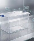 Hella Tough 66 Quart Clear Plastic Storage Bins With Secure Twist Latches And Smart Stack Design, 24" L x 16" W x 13.875" H