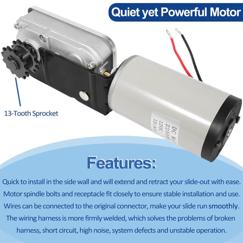 225008 RV Slide Out Motor And Gear Housing Replacement For Accu Slide Cable Driven Slide Out System in RVs and Trailers.