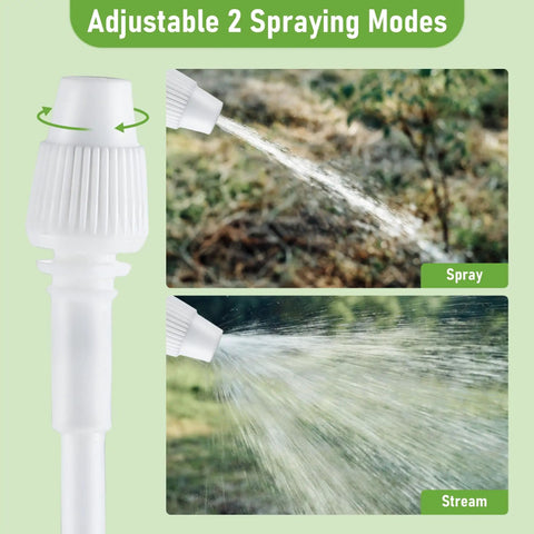 Battery Powered Sprayer Wand With Holster, Foldable Nozzle, Fits 38mm Cap 1 Gallon Jugs, showing adjustable spray modes.