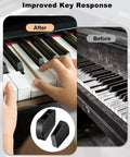 Comparison showing improved piano keys with 44 Piece Electric Digital Piano Hammer Rubber Caps Replacement Pack for Privia Series